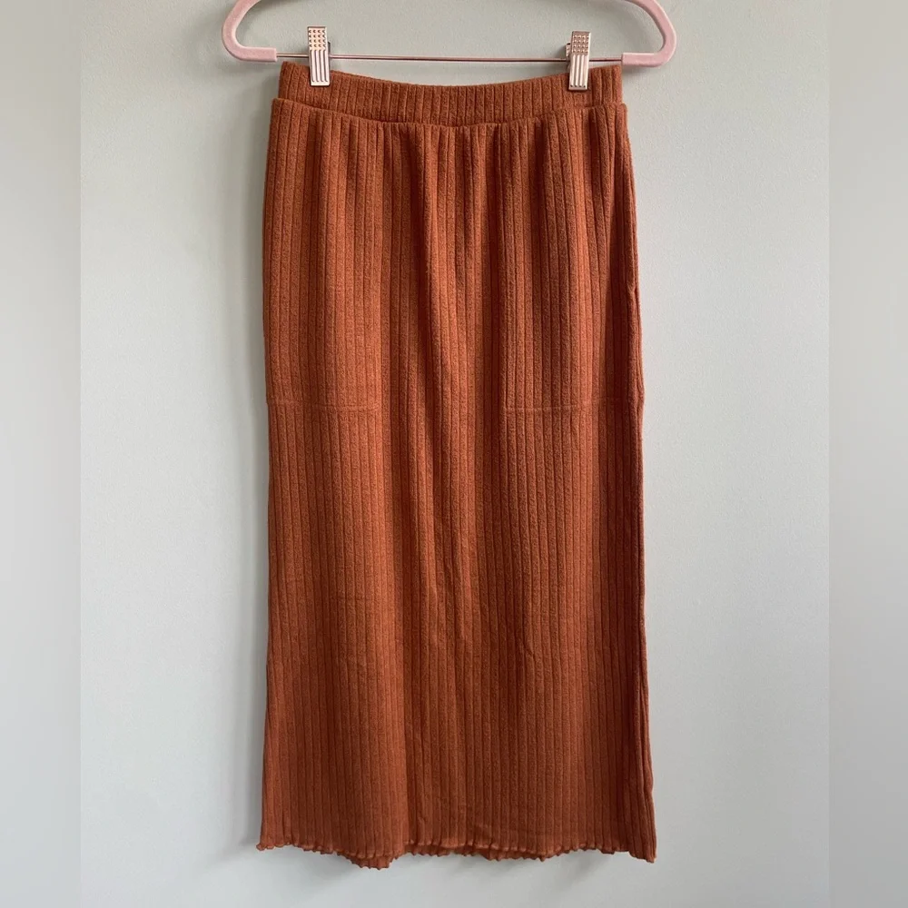 FP Beach to Night Ribbed Midi Skirt in Rust by Free People
